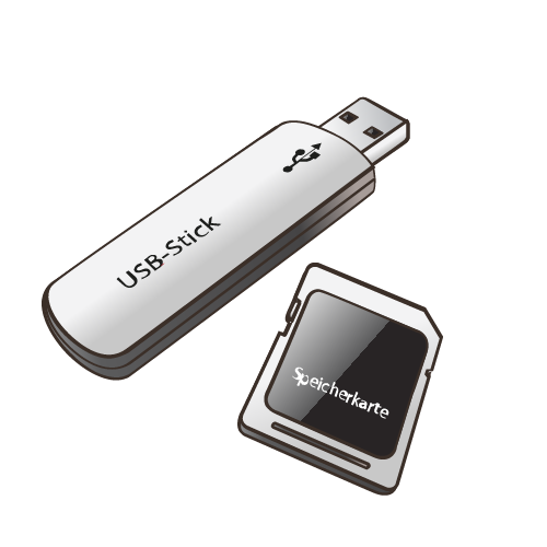 Ein USB-Stick und eine Speicherkarte